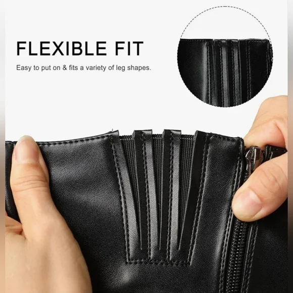 Knee High Boots Women Round Toe Chunky Block Heeled Boots Side Zipper - Picture 5 of 10